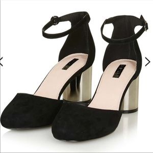TopShop Jagga round toe‎ suede metallic block round heel size 8 NEW